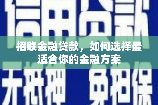 芦山招联金融贷款，如何选择最适合你的金融方案