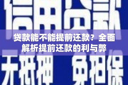 芦山贷款能不能提前还款？全面解析提前还款的利与弊