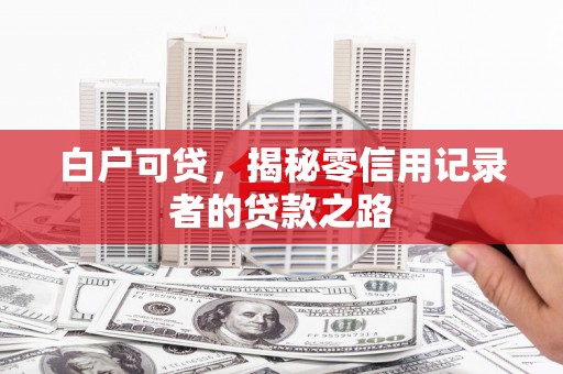 芦山白户可贷，揭秘零信用记录者的贷款之路