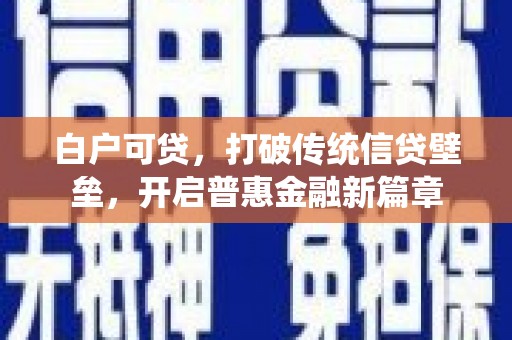芦山白户可贷，打破传统信贷壁垒，开启普惠金融新篇章