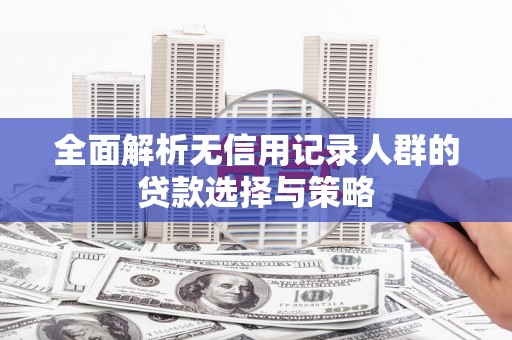 芦山全面解析无信用记录人群的贷款选择与策略